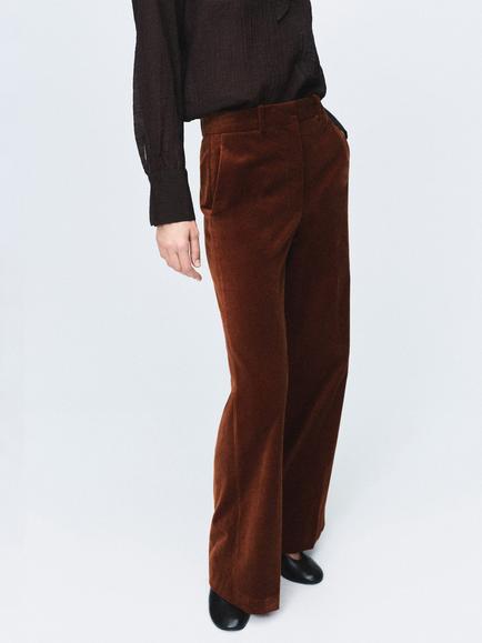 Mango Velvet Wide Leg Trousers, Orange, Orange