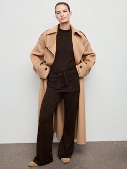 Mango Vieiri Knitted Trousers, Dark Brown - view 2, Dark Brown