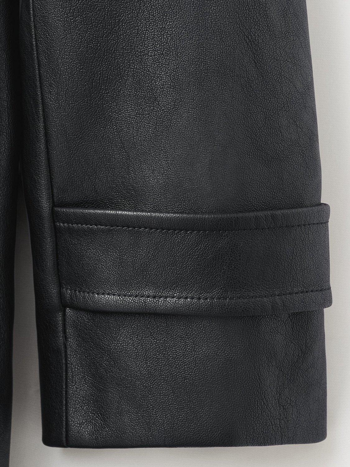 Product image 5 of 9, which shows Mango Fernanda Faux Leather Coat, Black, XXS
