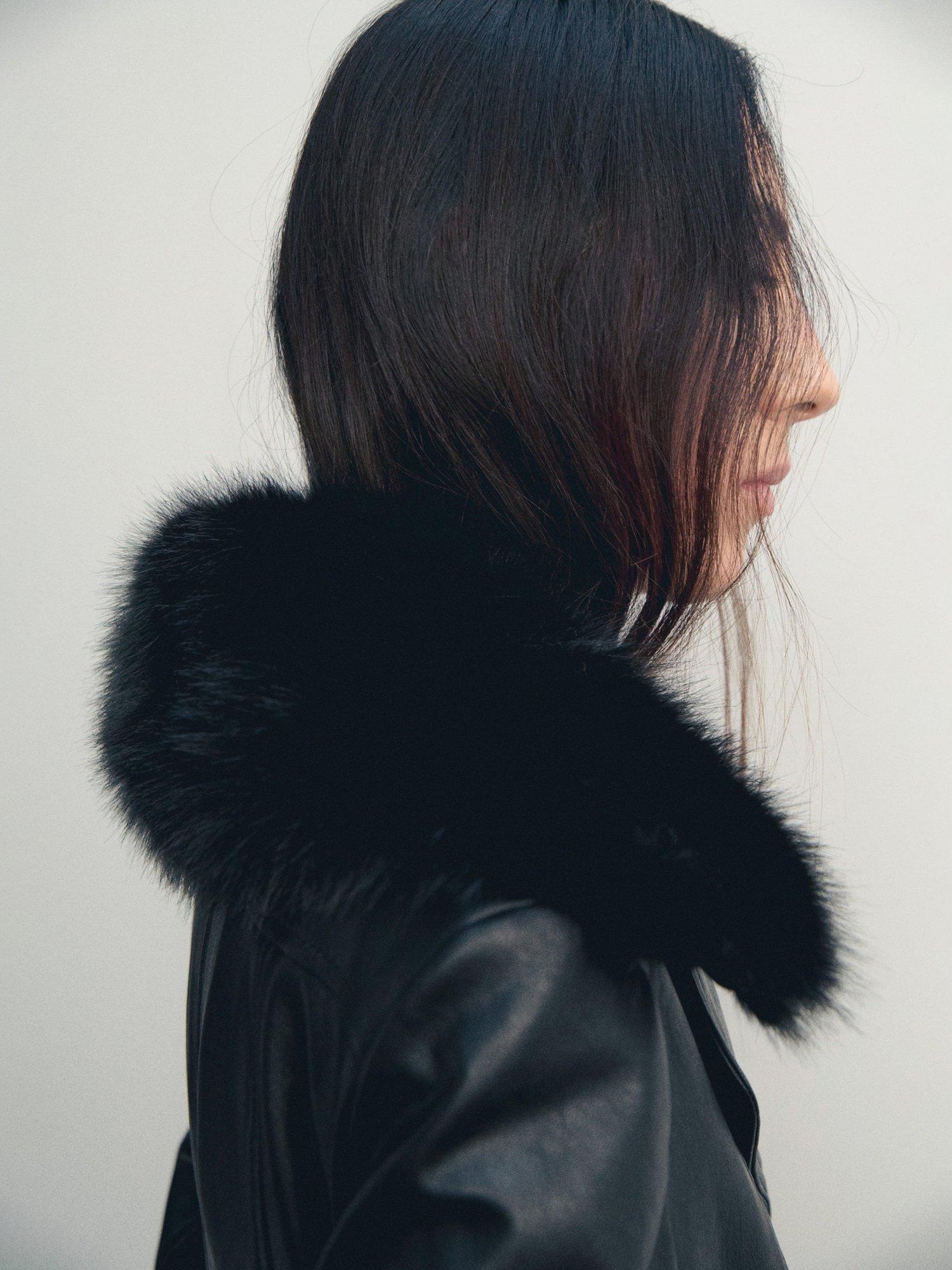 Product image 6 of 9, which shows Mango Fernanda Faux Leather Coat, Black, XXS