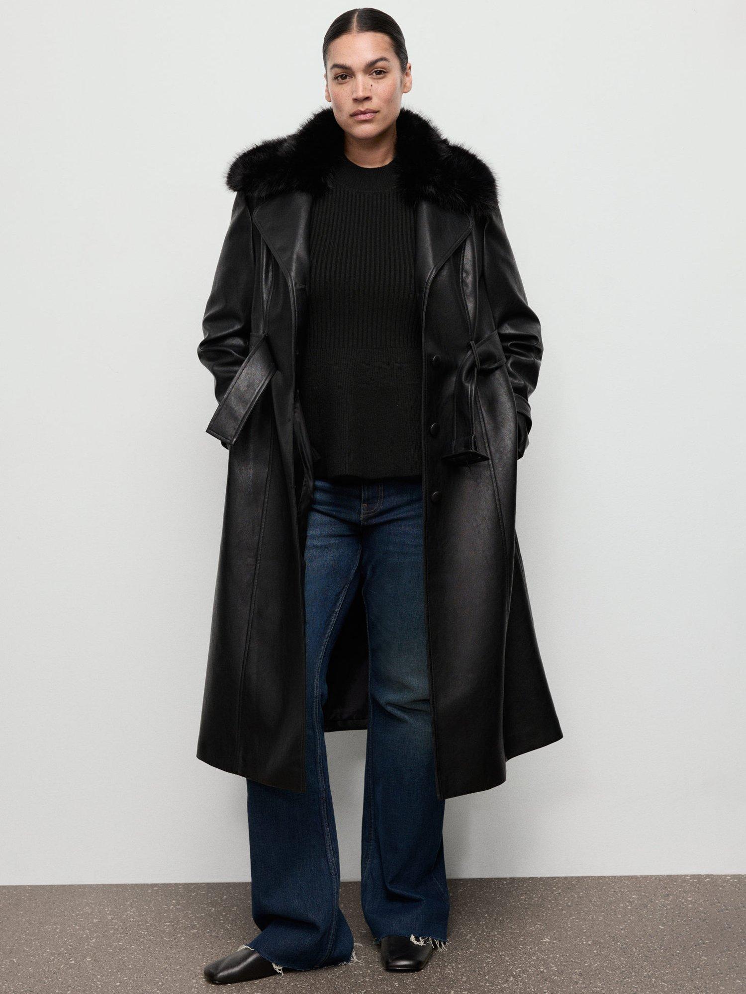 Product image 8 of 9, which shows Mango Fernanda Faux Leather Coat, Black, XXS