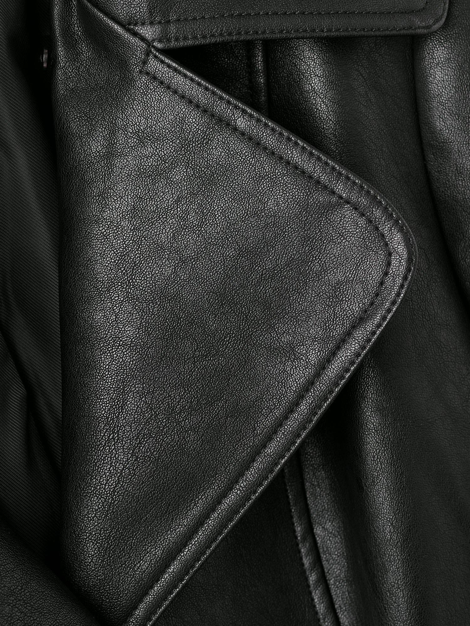 Product image 9 of 9, which shows Mango Fernanda Faux Leather Coat, Black, XXS
