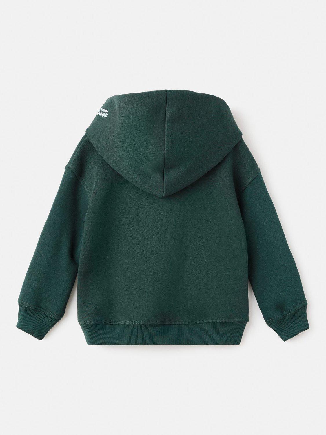 Mango Kids' Cotton Blend Teddy Bear Hoodie, Dark Green