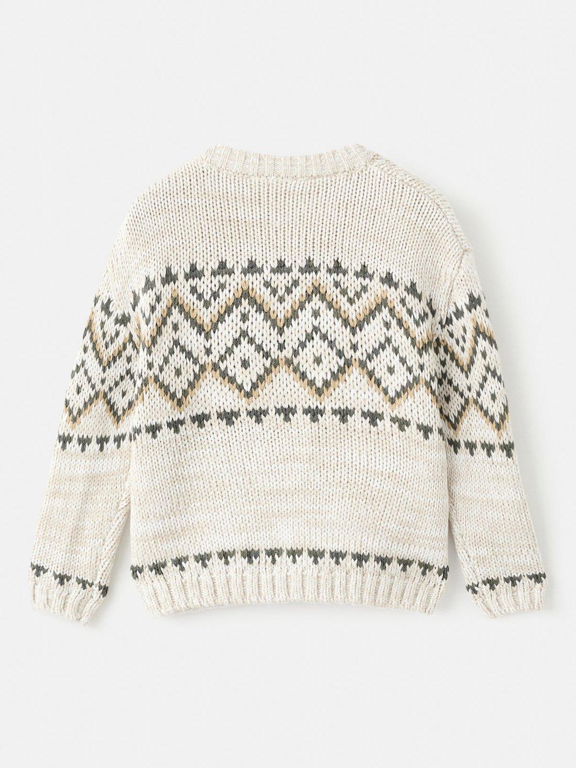 Product image 2 of 4, which shows Mango Kids' Fair Isle Jumper, Light Beige, 4-5 years