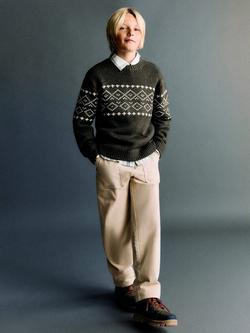 Mango Kids' Nupen Cotton Blend Jacquard Jumper, Dark Green, Dark Green