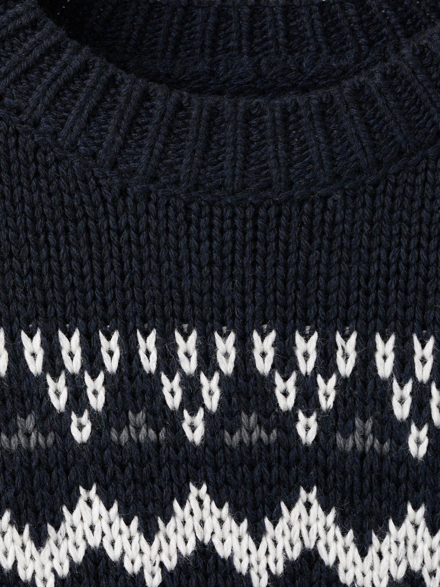 Product image 4 of 4, which shows Mango Kids' Berg Geometric Jumper, Navy, 9-10 years