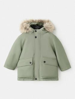Mango Kids' Tomas Quilted Parka Coat, Bright Green, Bright Green