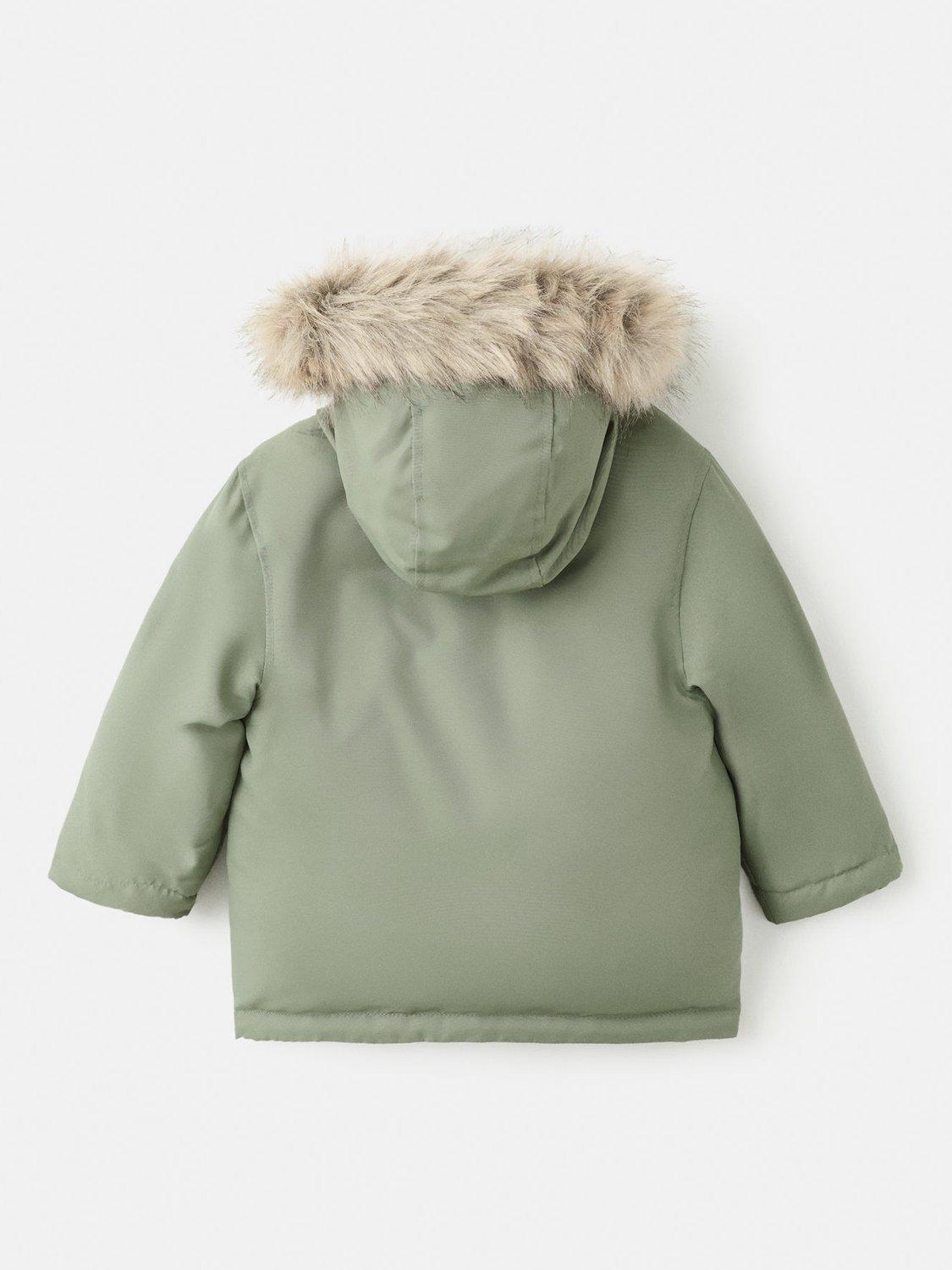 Product image 2 of 4, which shows Mango Kids' Tomas Quilted Parka Coat, Bright Green, 12-18 months
