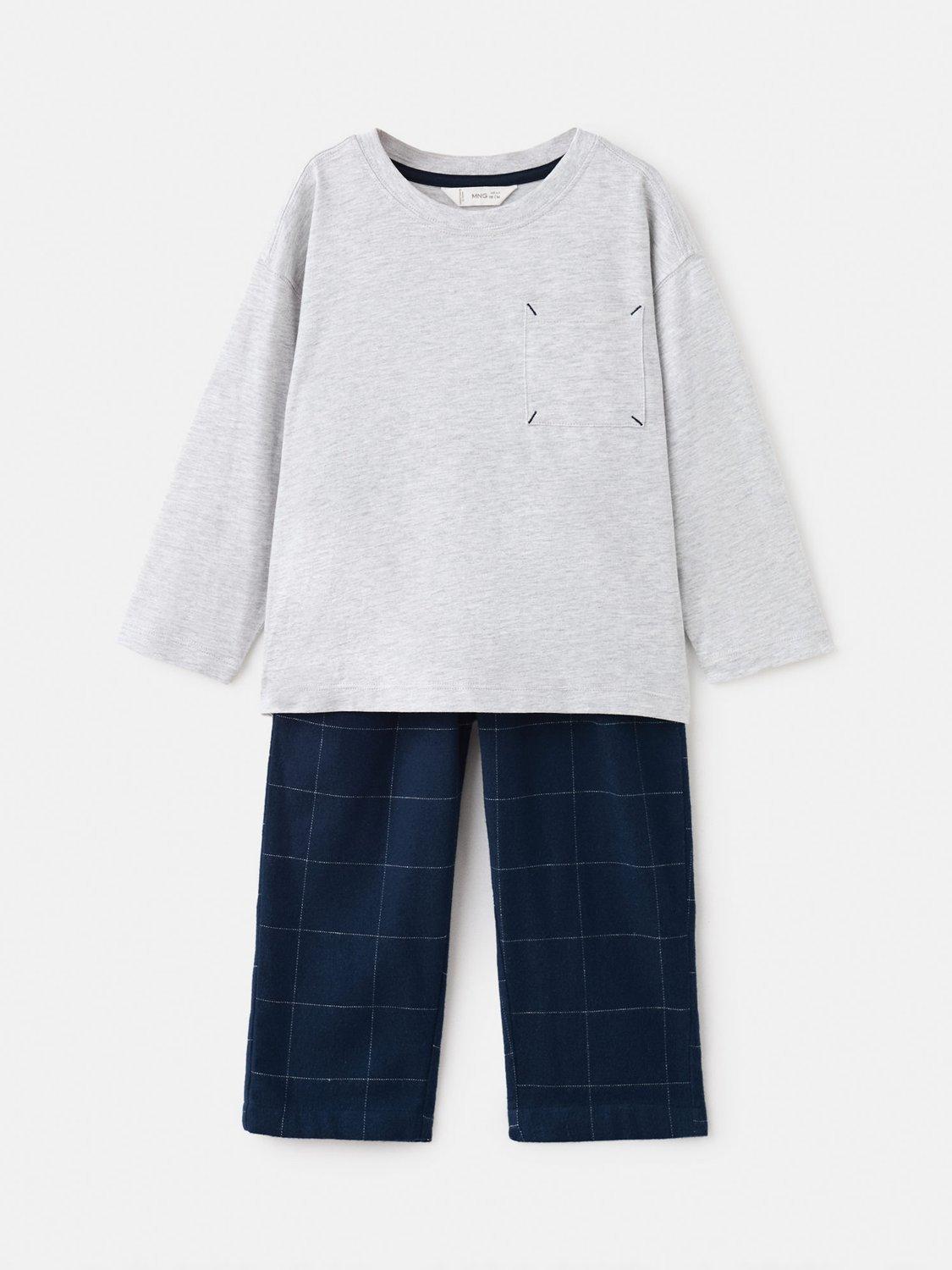 Product image 1 of 4, which shows Mango Kids' Cotton Blend Long Sleeved Pyjama Set, Navy, 12-18 months