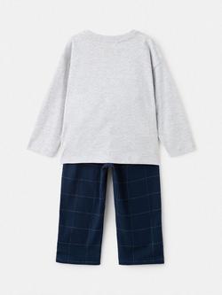 Mango Kids' Cotton Blend Long Sleeved Pyjama Set, Navy - view 2, Navy