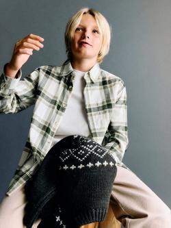 Mango Kids' Ruben Cotton Long Sleeved Checked Shirt, Beige/Khaki - view 2, Beige/Khaki