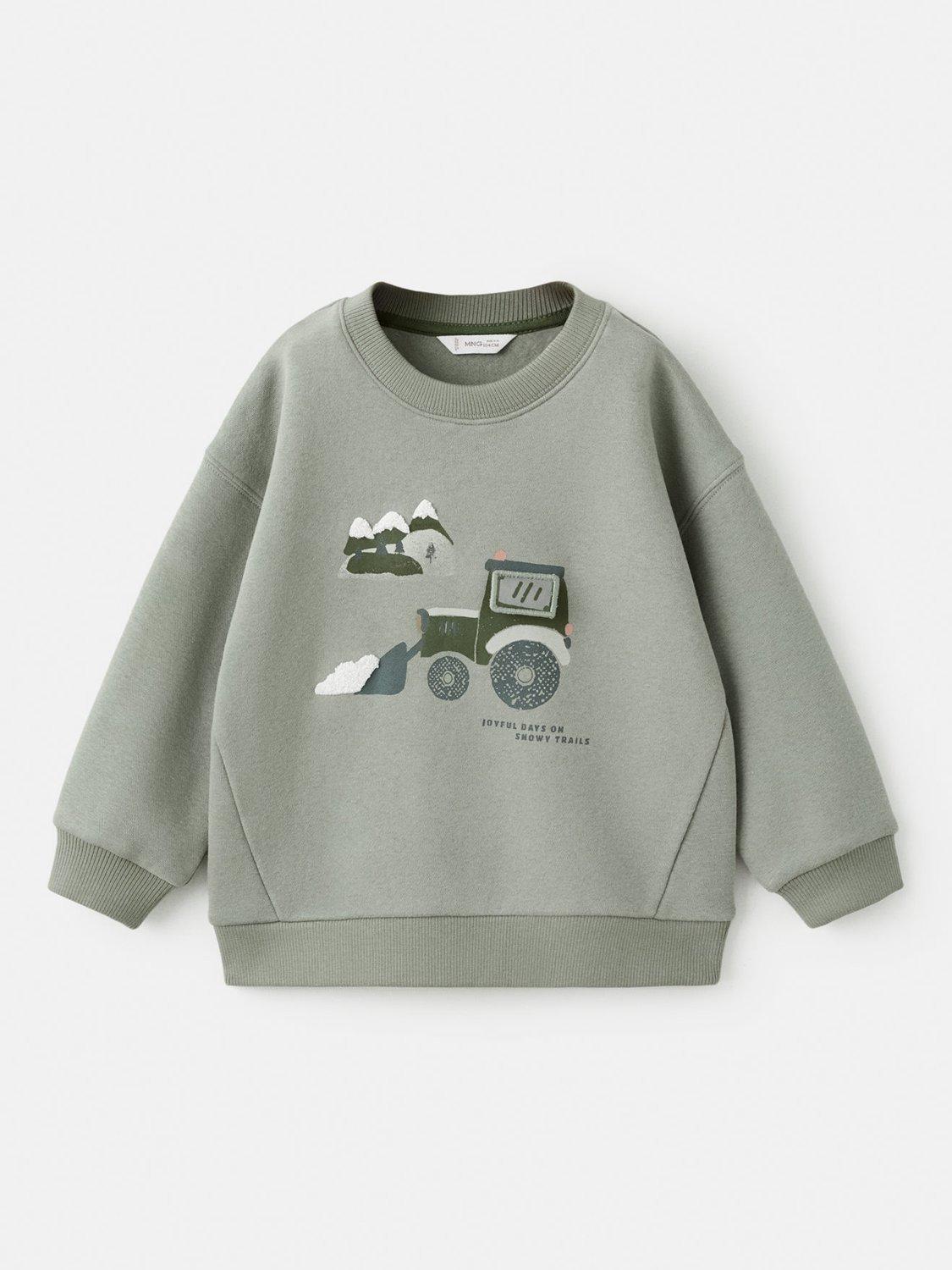 Mango Kids' Snowcar Cotton Blend Sweatshirt, Green