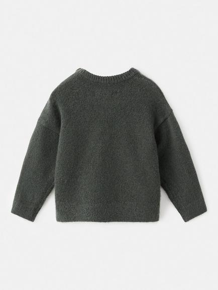 Mango Kids' Knitted Teddy Sweater, Dark Green - view 2, Dark Green