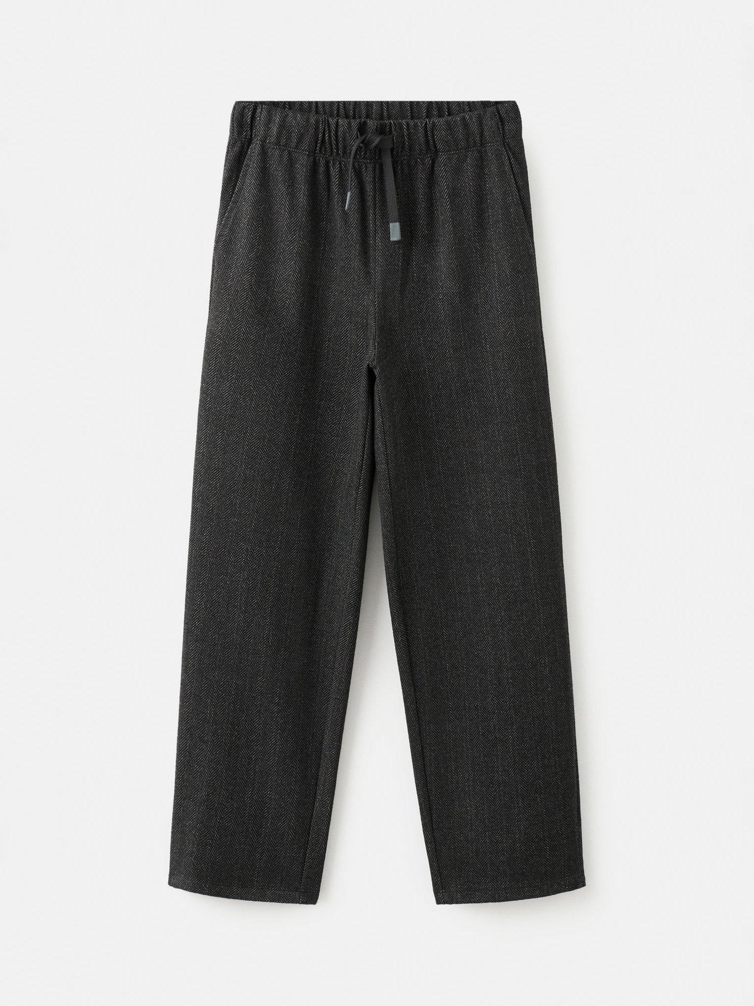 Product image 3 of 8, which shows Mango Kids' Espiga Herringbone Drawstring Trousers, Charcoal, 12 years