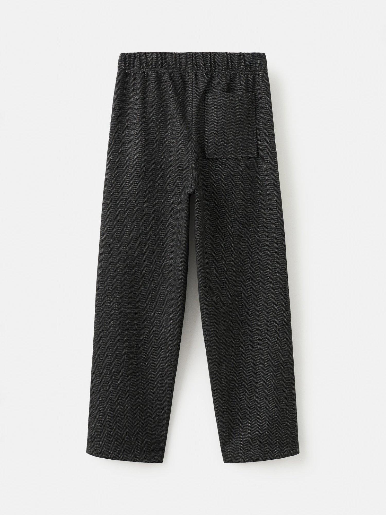 Product image 4 of 8, which shows Mango Kids' Espiga Herringbone Drawstring Trousers, Charcoal, 12 years