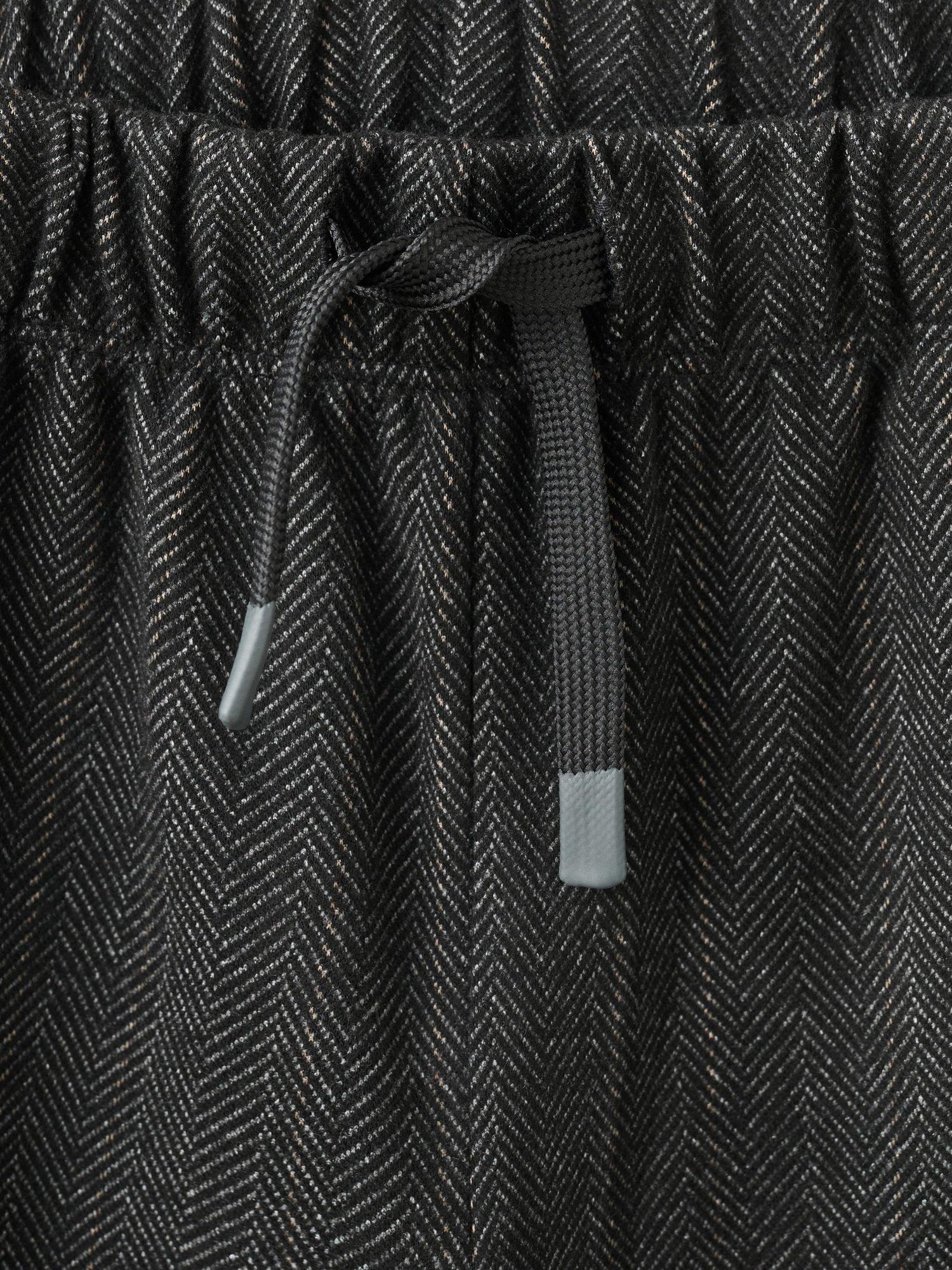 Product image 8 of 8, which shows Mango Kids' Espiga Herringbone Drawstring Trousers, Charcoal, 12 years