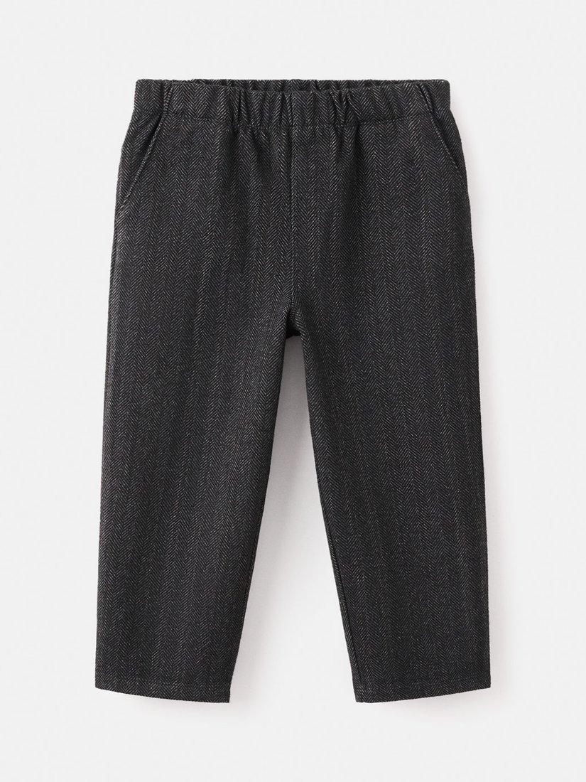 Mango Kids' Espigab Tailored Herringbone Trousers, Charcoal