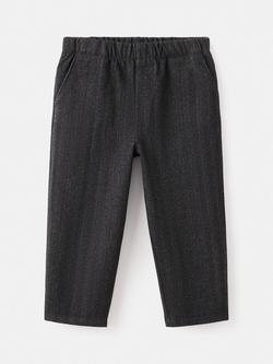Mango Kids' Espigab Tailored Herringbone Trousers, Charcoal, Charcoal