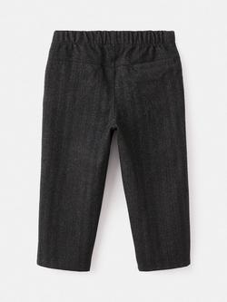 Mango Kids' Espigab Tailored Herringbone Trousers, Charcoal - view 2, Charcoal