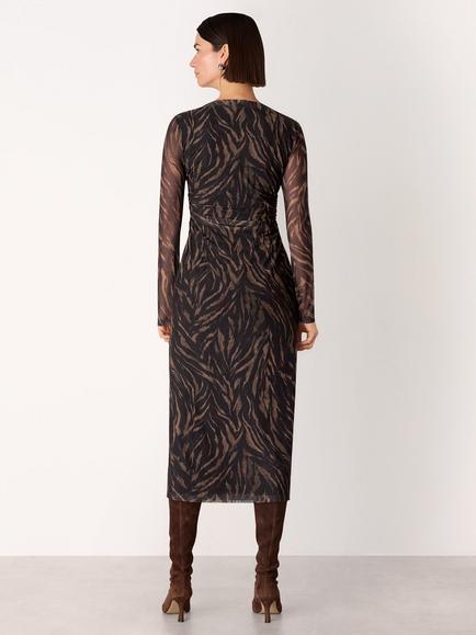Whistles Abstract Zebra Mesh Dress, Black/Multi - view 2, Black/Multi