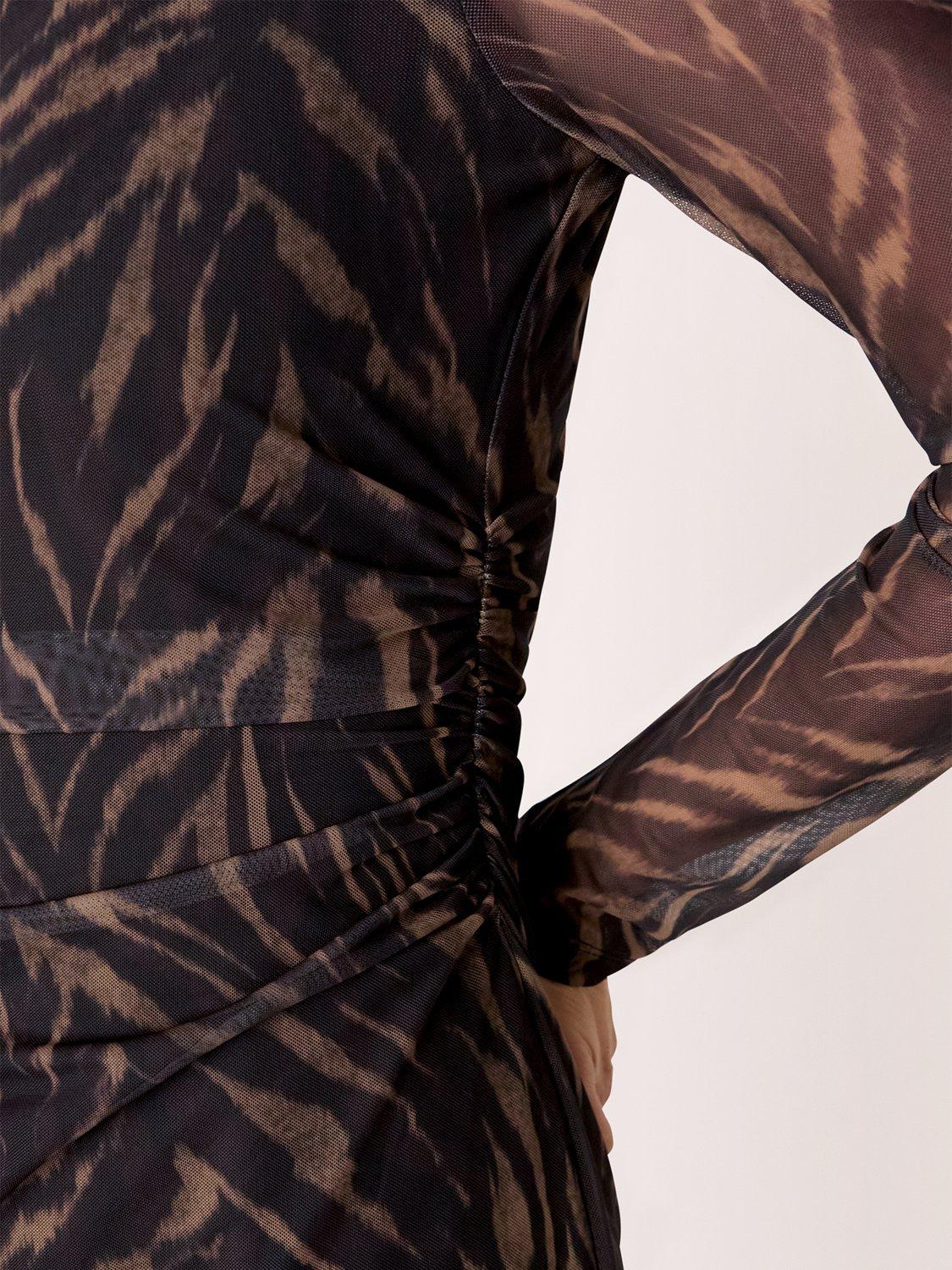 Product image 4 of 5, which shows Whistles Abstract Zebra Mesh Dress, Black/Multi, 6