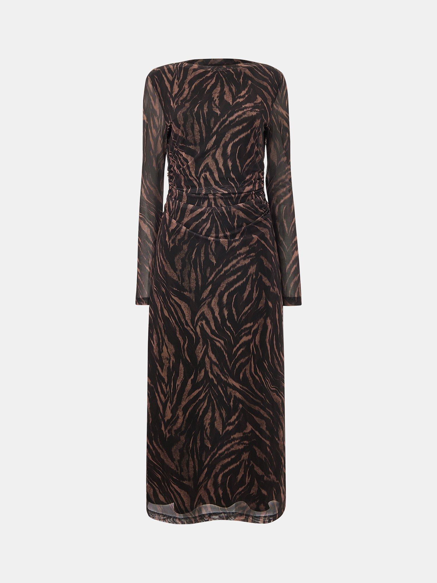 Product image 5 of 5, which shows Whistles Abstract Zebra Mesh Dress, Black/Multi, 6