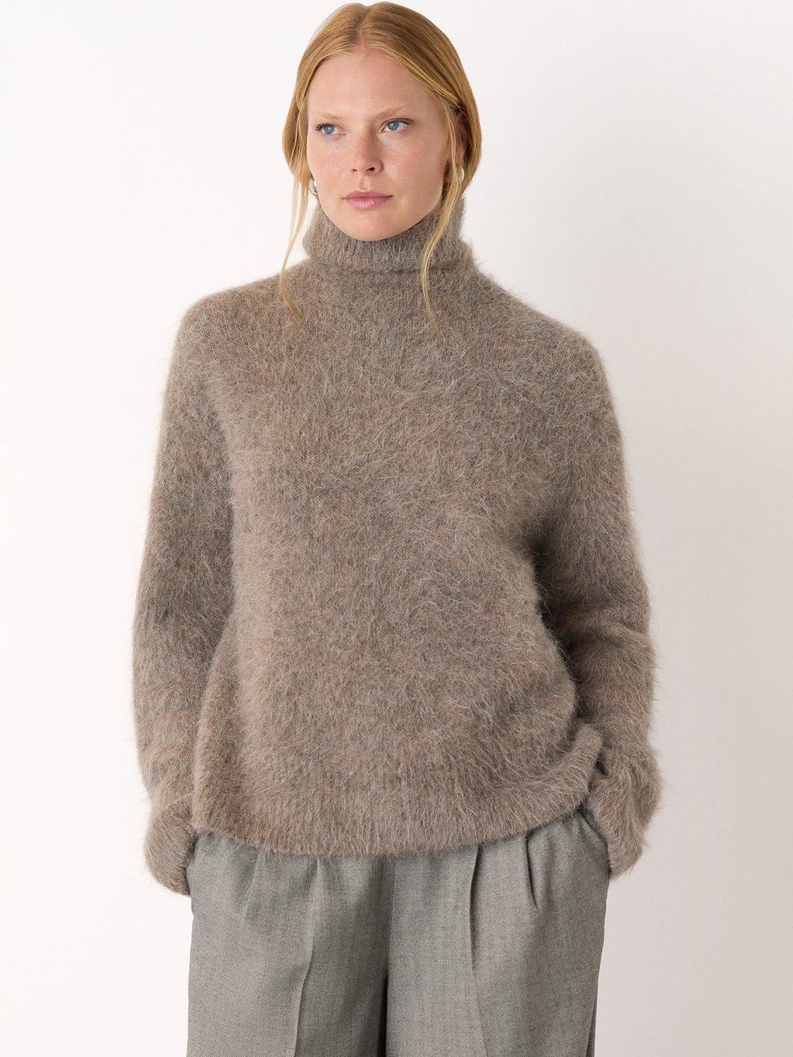 Product image 1 of 5, which shows Whistles Wool Blend Funnel Neck Jumper, Neutral, XS