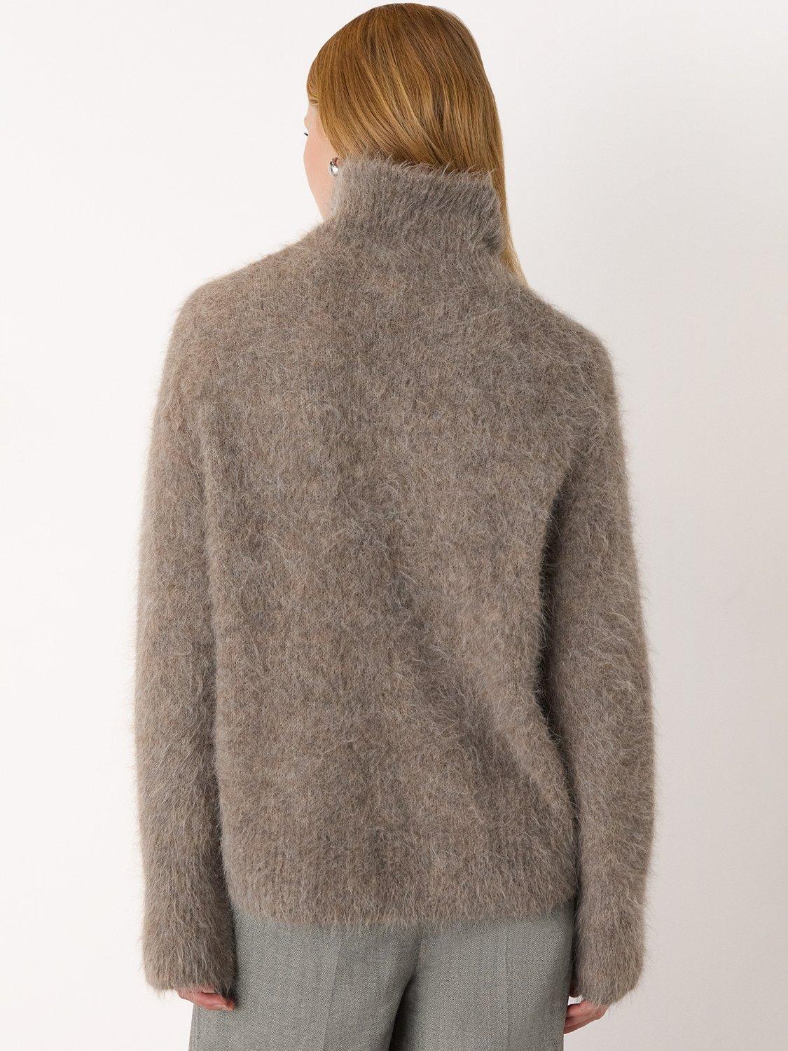 Product image 2 of 5, which shows Whistles Wool Blend Funnel Neck Jumper, Neutral, XS
