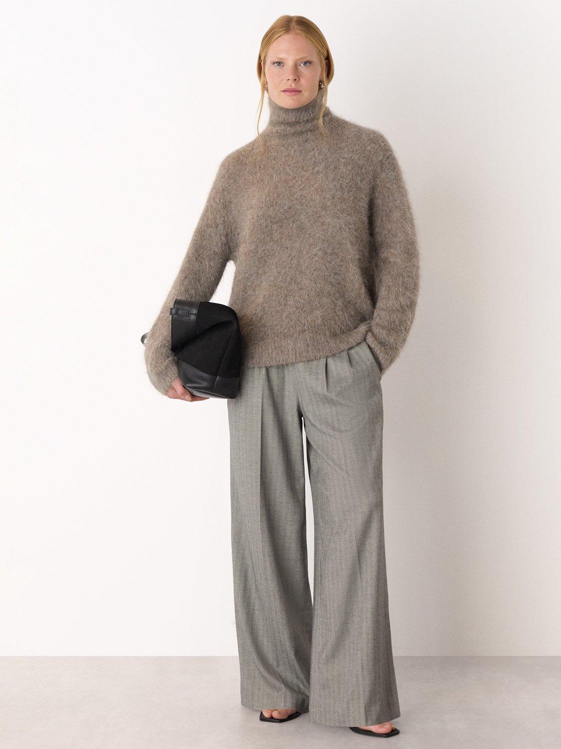 Product image 3 of 5, which shows Whistles Wool Blend Funnel Neck Jumper, Neutral, XS