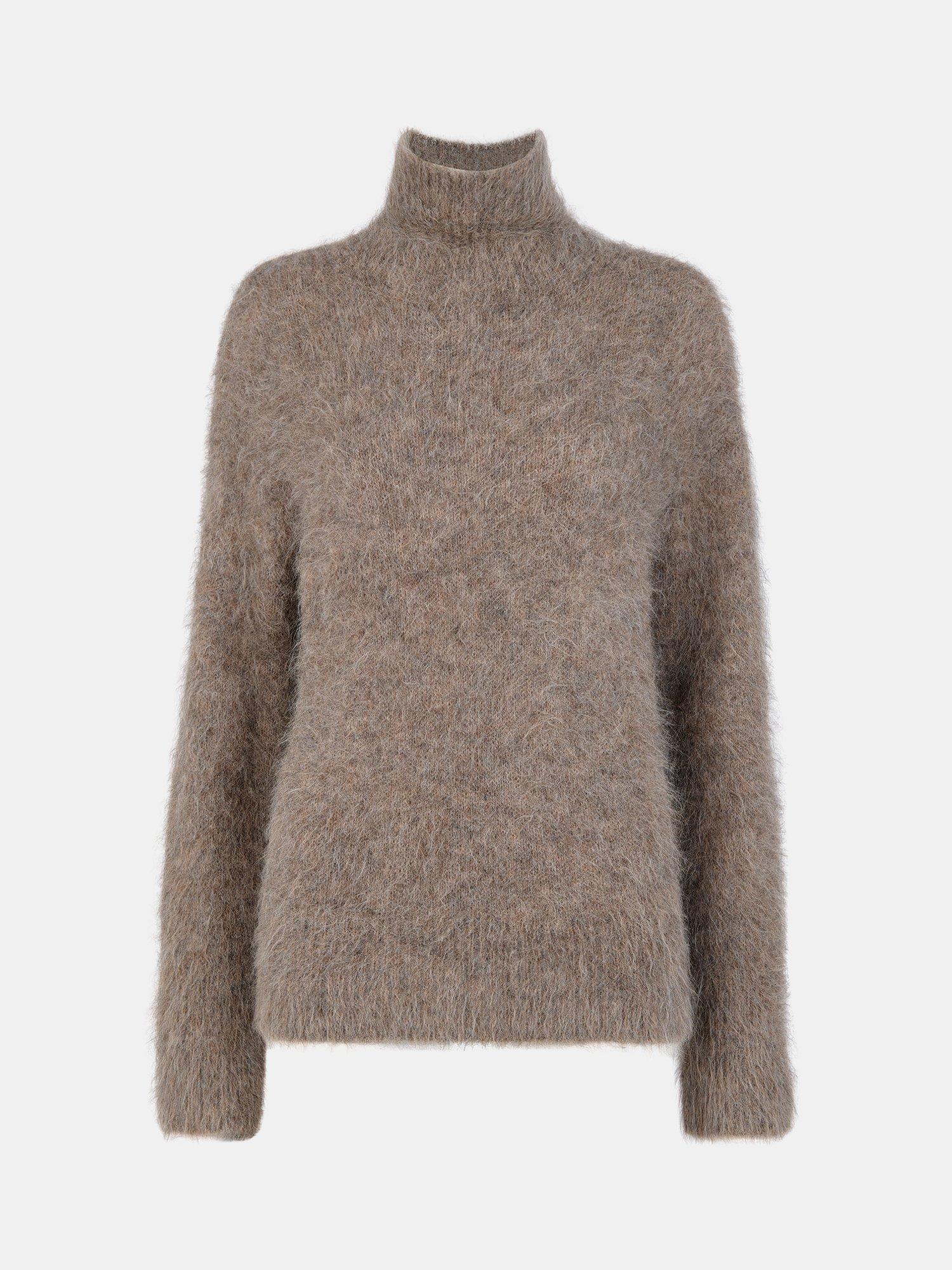 Product image 5 of 5, which shows Whistles Wool Blend Funnel Neck Jumper, Neutral, XS