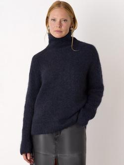 Whistles Wool Blend Funnel Neck Jumper, Navy