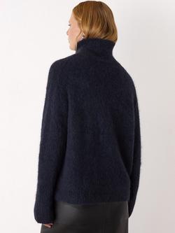 Whistles Wool Blend Funnel Neck Jumper - view 2, Navy