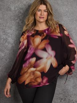 Live Unlimited Curve Placement Floral Top, Black - view 2, Black