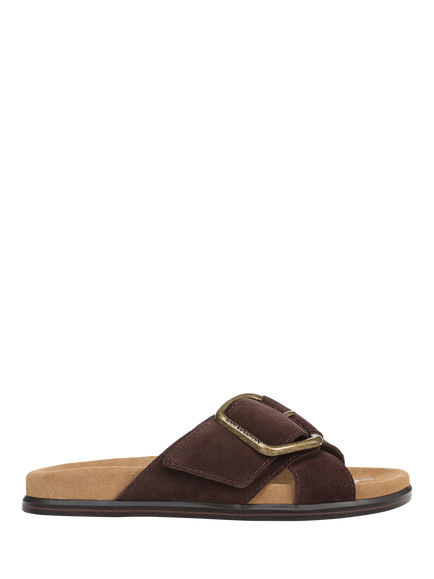 Sam Edelman Darla Suede Buckle Slider Sandals, Cafe Noir, Cafe Noir