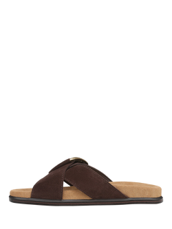 Sam Edelman Darla Suede Buckle Slider Sandals, Cafe Noir - view 2, Cafe Noir
