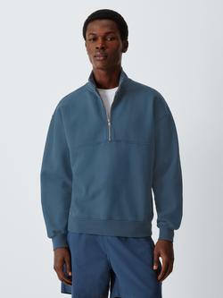 Colorful Standard Cotton Quarter-Zip Sweatshirt, Petrol Blue
