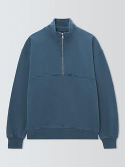 Colorful Standard Cotton Quarter-Zip Sweatshirt, Petrol Blue
