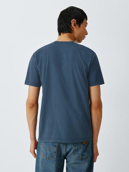 Colorful Standard Cotton Oversized Fit Short Sleeve T-Shirt, Optical White - view 2, Petrol Blue