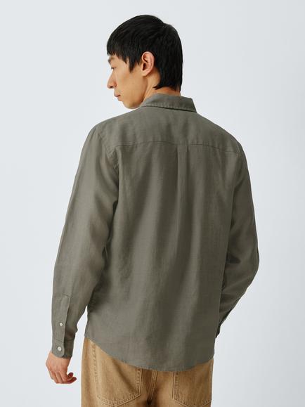 Colorful Standard Regular Fit Linen Shirt - view 2, Dusty Olive