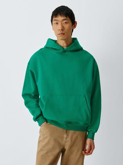Colorful Standard Cotton Oversized Hoodie, Heather Grey, Kelly Green