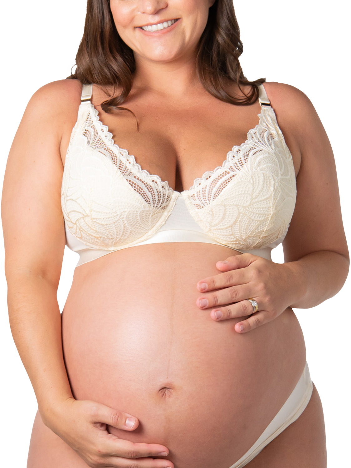 Product image 2 of 7, which shows Hotmilk Warrior Plunge 2.0 Nursing Bra, Ivory, 32B