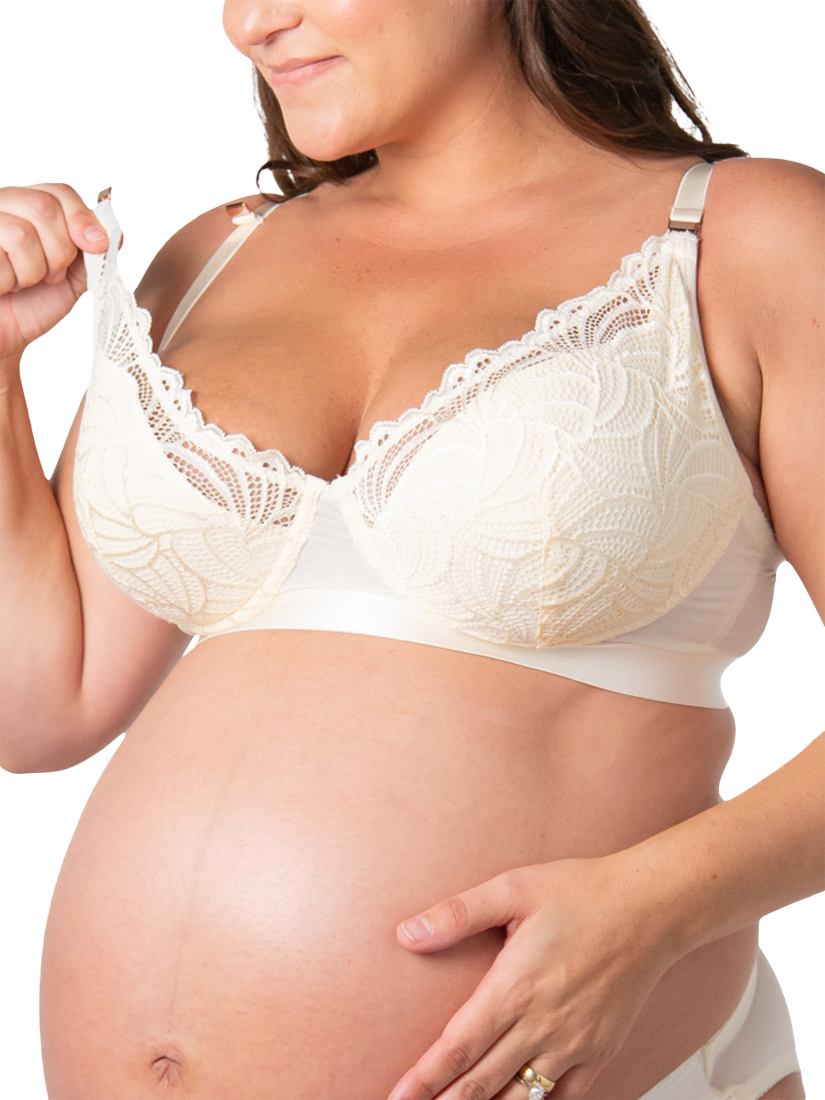 Product image 4 of 7, which shows Hotmilk Warrior Plunge 2.0 Nursing Bra, Ivory, 32B
