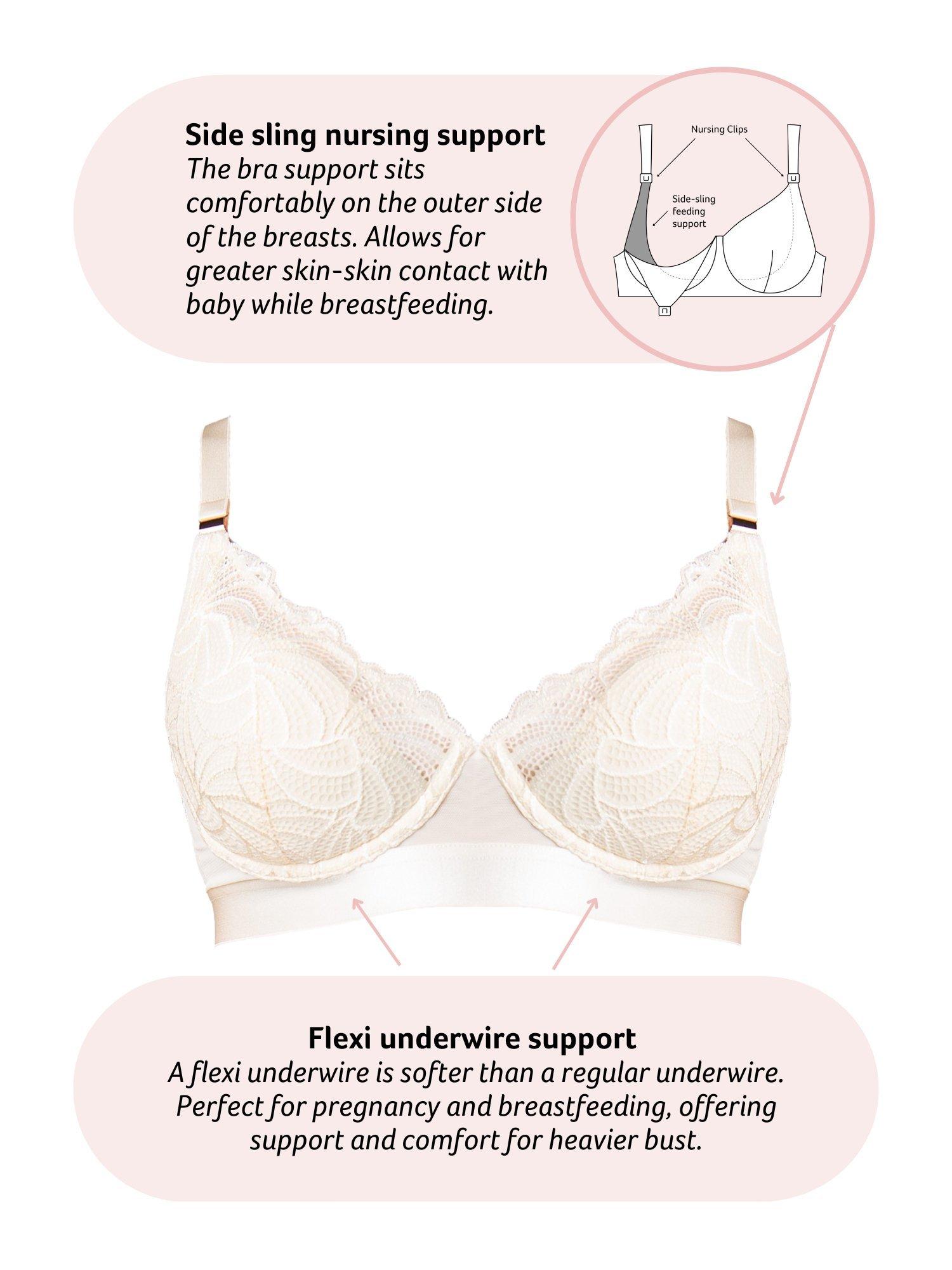 Product image 5 of 7, which shows Hotmilk Warrior Plunge 2.0 Nursing Bra, Ivory, 32B