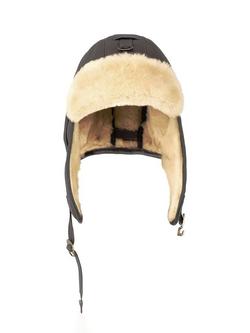 Celtic & Co. Leather Flying Cap, Mocca/Cream, Mocca/Cream