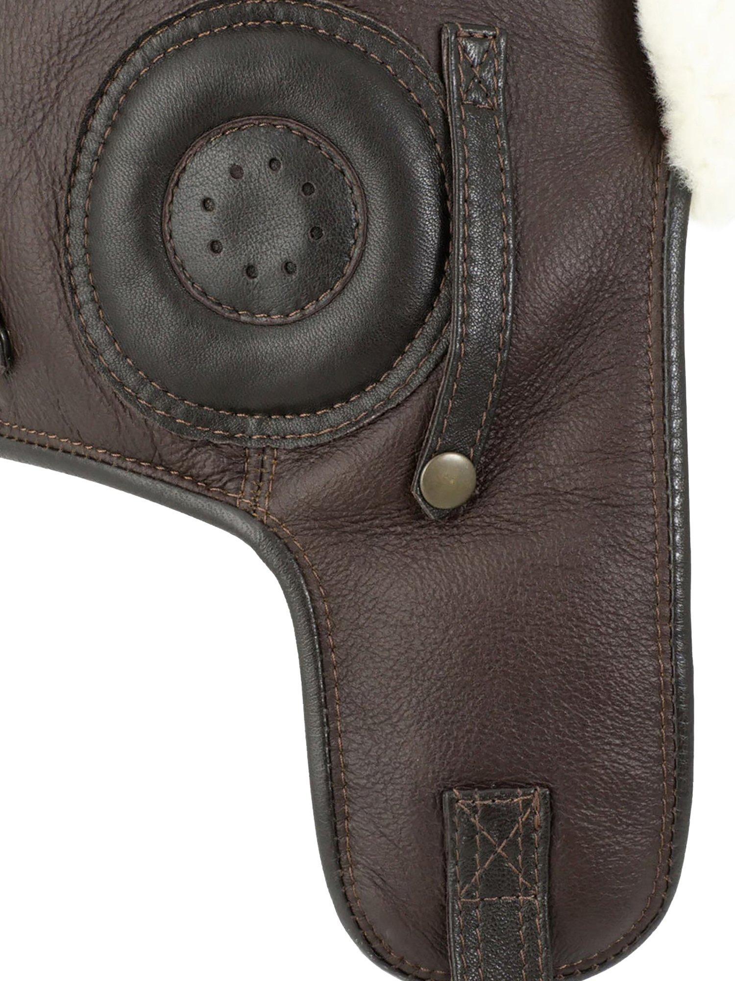 Product image 4 of 4, which shows Celtic & Co. Leather Flying Cap, Mocca/Cream, XL