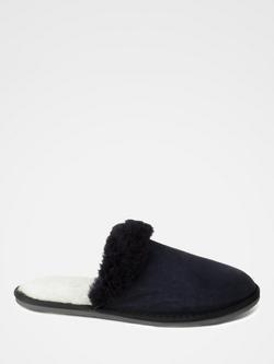 Celtic & Co. Men's Sheepskin Mule Slippers, Navy