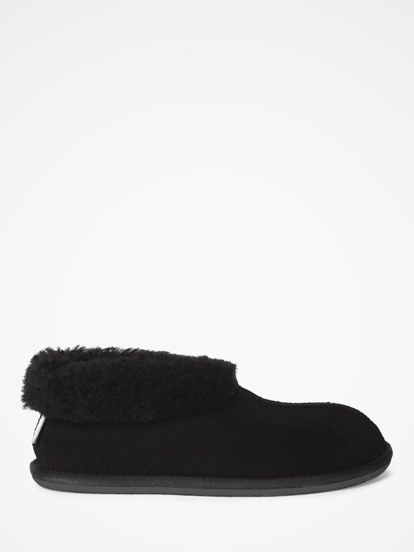 Product image 1 of 5, which shows Celtic & Co. Men's Sheepskin Bootee Slippers, Black, 7