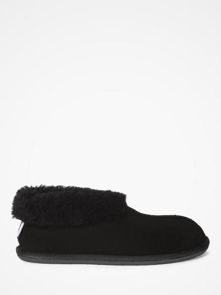 Celtic & Co. Men's Sheepskin Bootee Slippers, Black, Black