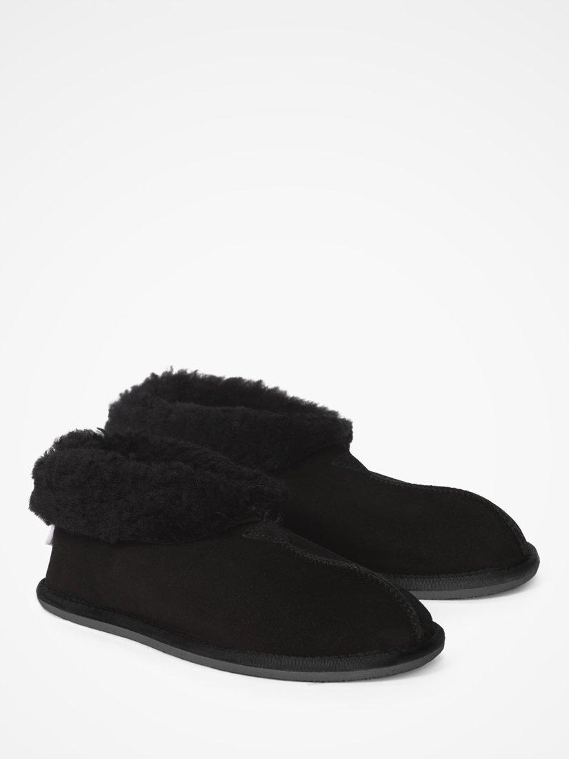 Product image 2 of 5, which shows Celtic & Co. Men's Sheepskin Bootee Slippers, Black, 7