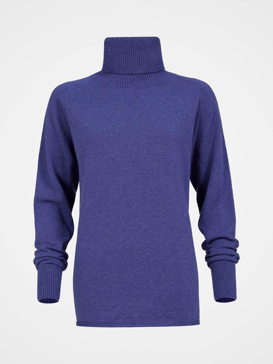 Product image 2 of 4, which shows Celtic & Co. Slouch Roll Neck Pure Wool Jumper, Indigo, XS